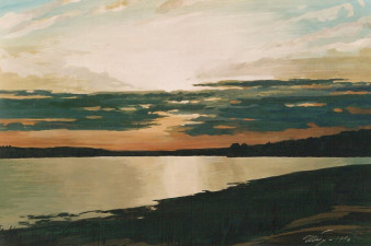 Закат солнца на реке Кономе, 1999 г.